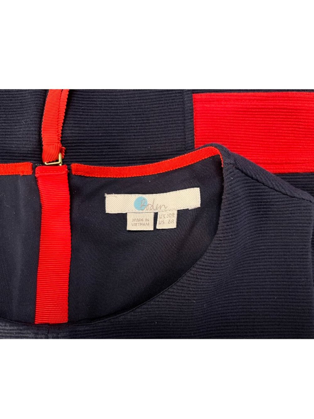 Vintage Y2K Boden Navy Blue & Red Contrast Ponte Sheath Midi Dress, Size 6 - Picture 11 of 13